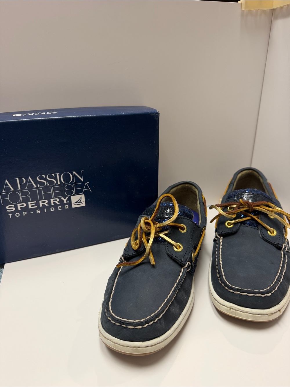 Sperry Navy and Tan Leather Classic Boat Shoes